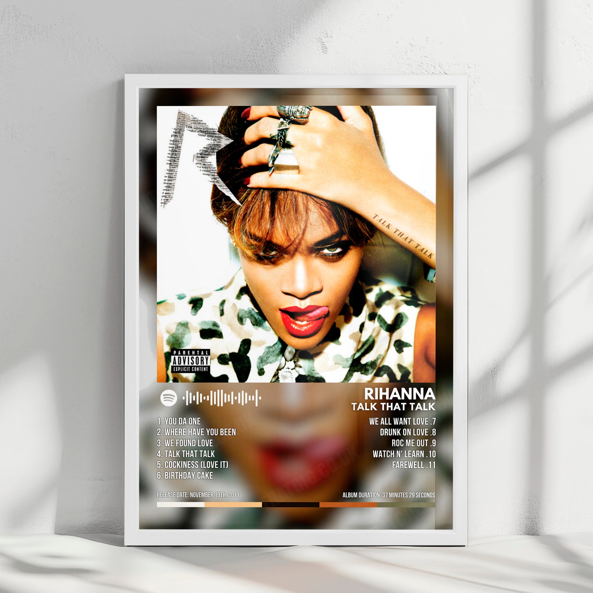Rihanna "Talk That Talk" Album Cover Poster - with Complete Tracklist
