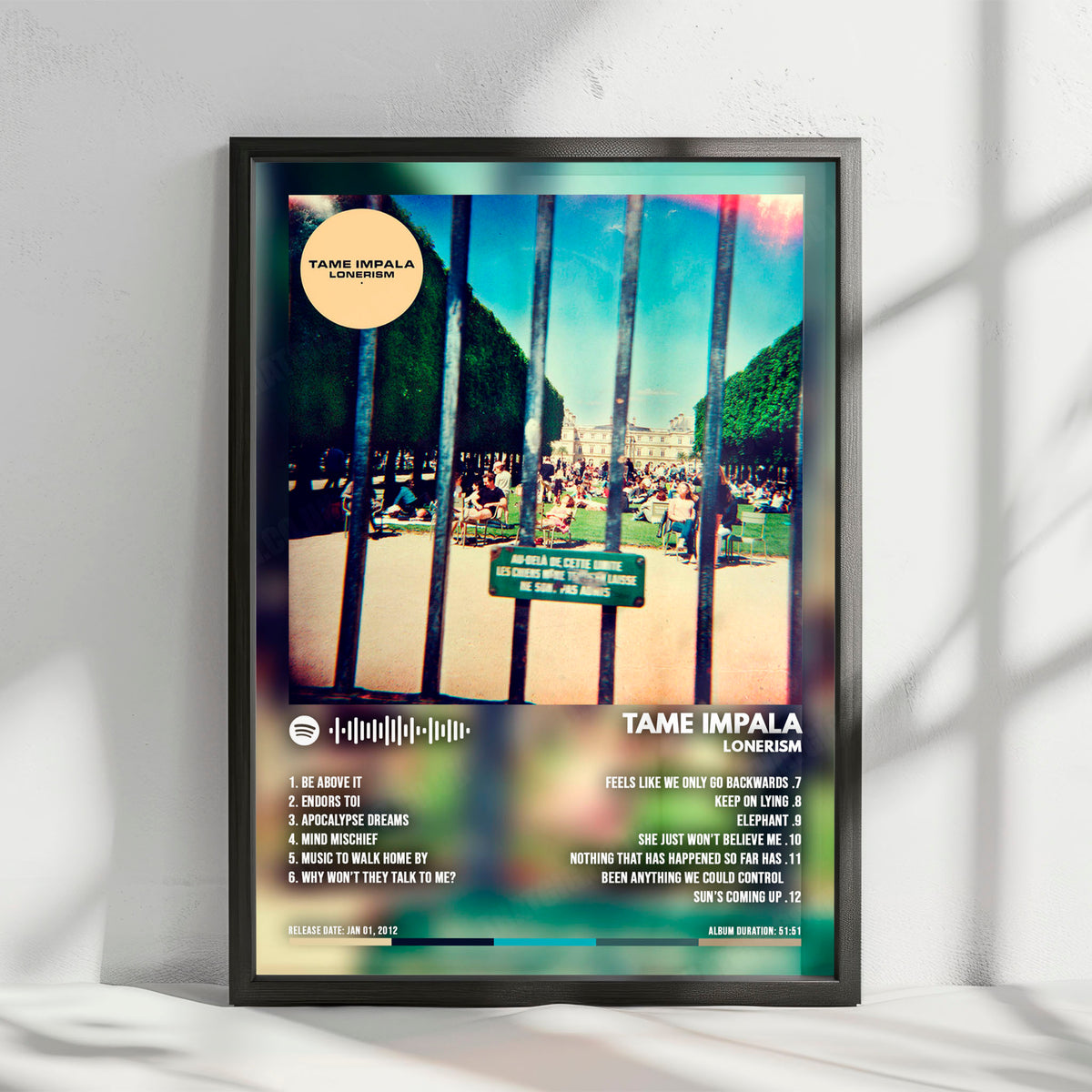 Tame Impala "Lonerism" Album Cover Poster - with Complete Tracklist
