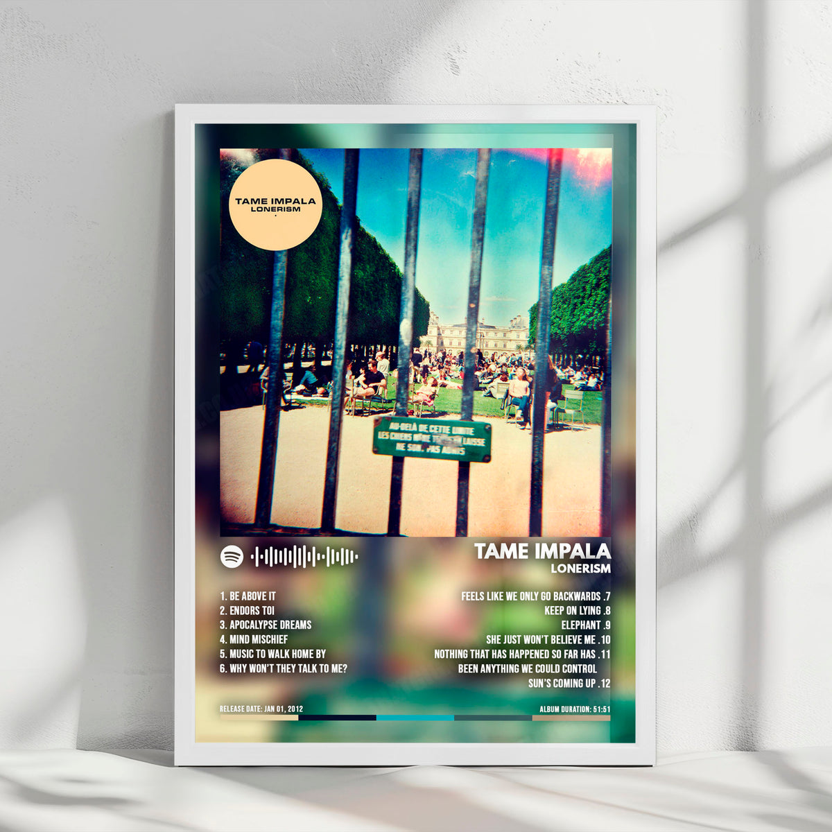 Tame Impala "Lonerism" Album Cover Poster - with Complete Tracklist