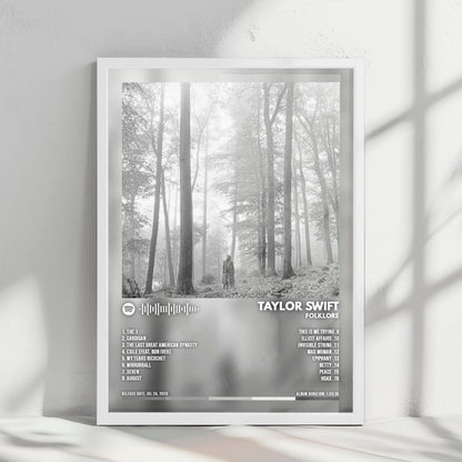 Taylor Swift - Folklore Album Cover Poster - with Complete Tracklist