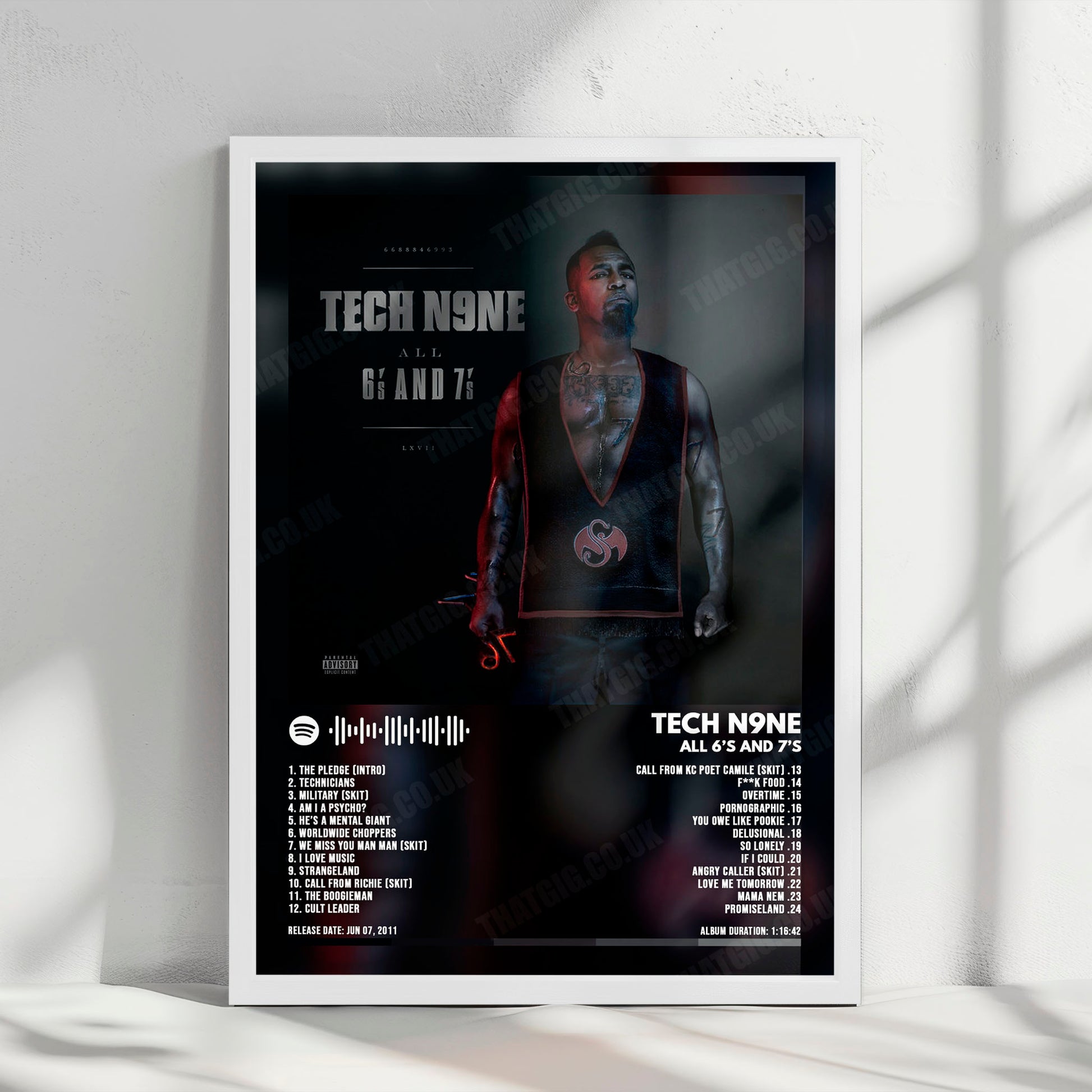 Tech N9ne "All 6's and 7's " Album Cover Poster - with Complete Tracklist