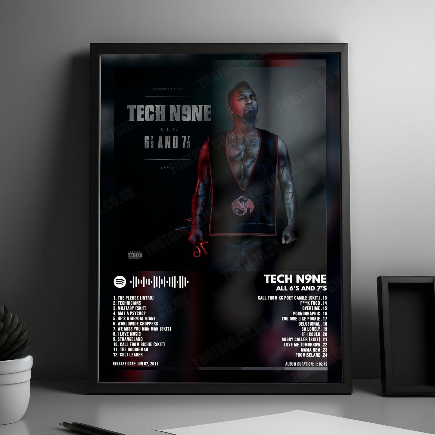 Tech N9ne "All 6's and 7's " Album Cover Poster - with Complete Tracklist