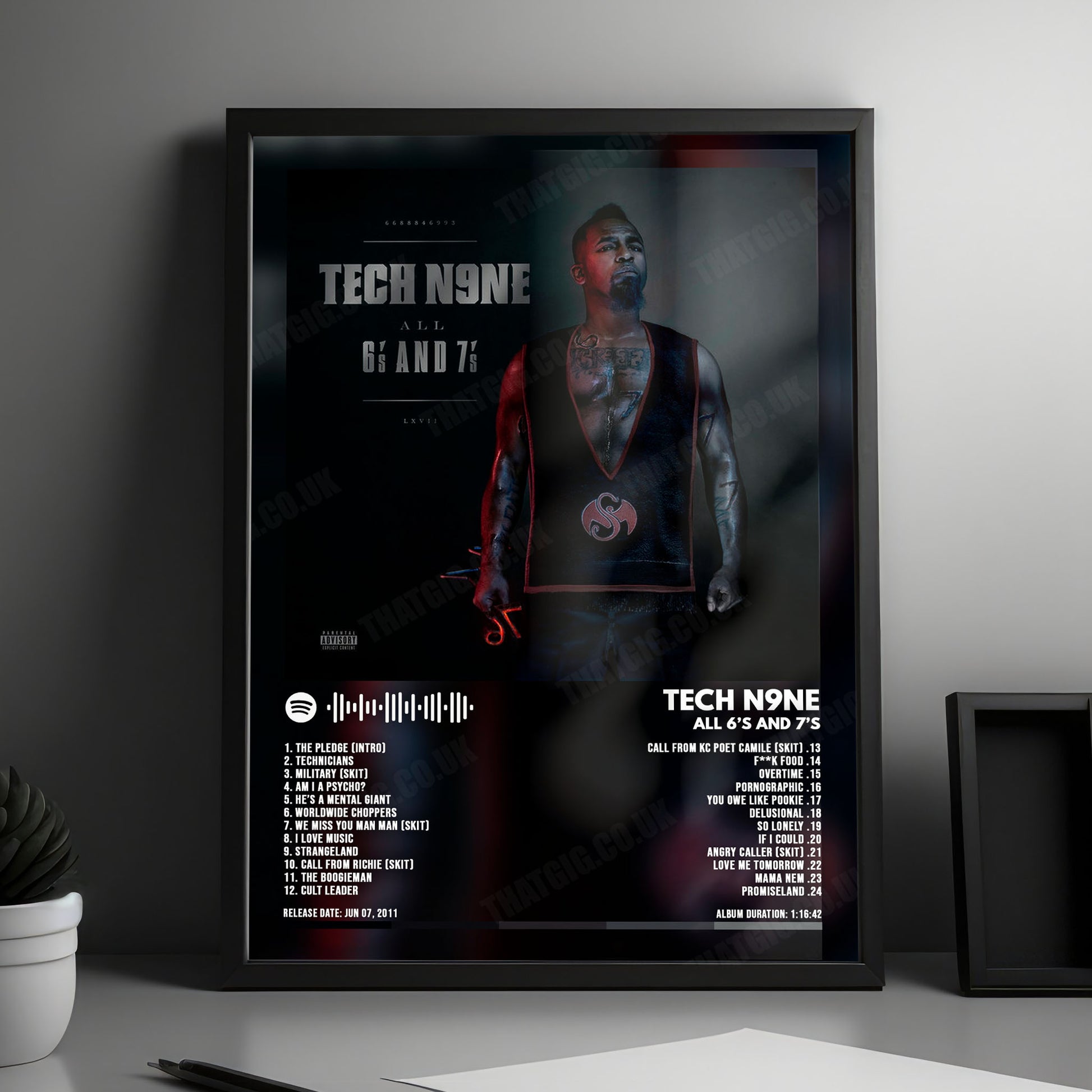Tech N9ne "All 6's and 7's " Album Cover Poster - with Complete Tracklist