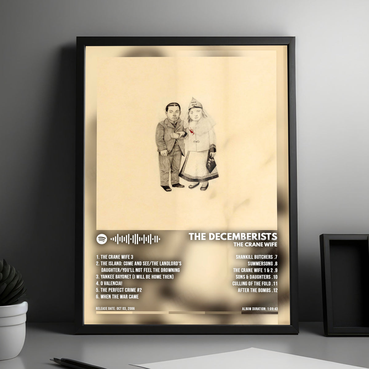 The Decemberists "The Crane Wife" Album Cover Poster - with Complete Tracklist