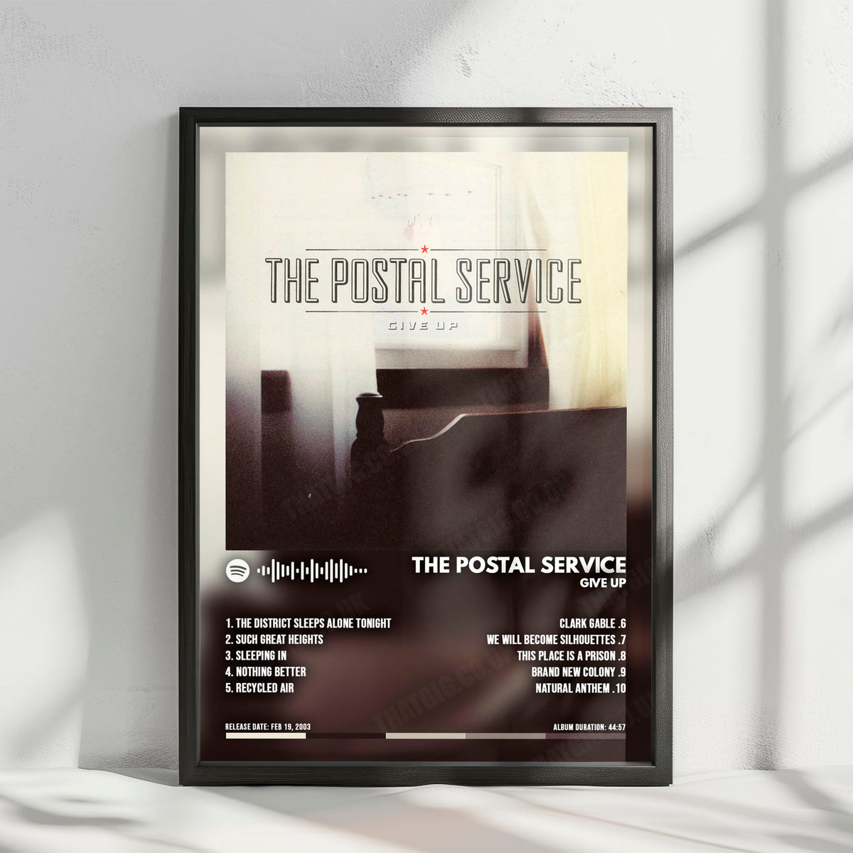 The Postal Service "Give Up " Album Cover Poster - with Complete Tracklist