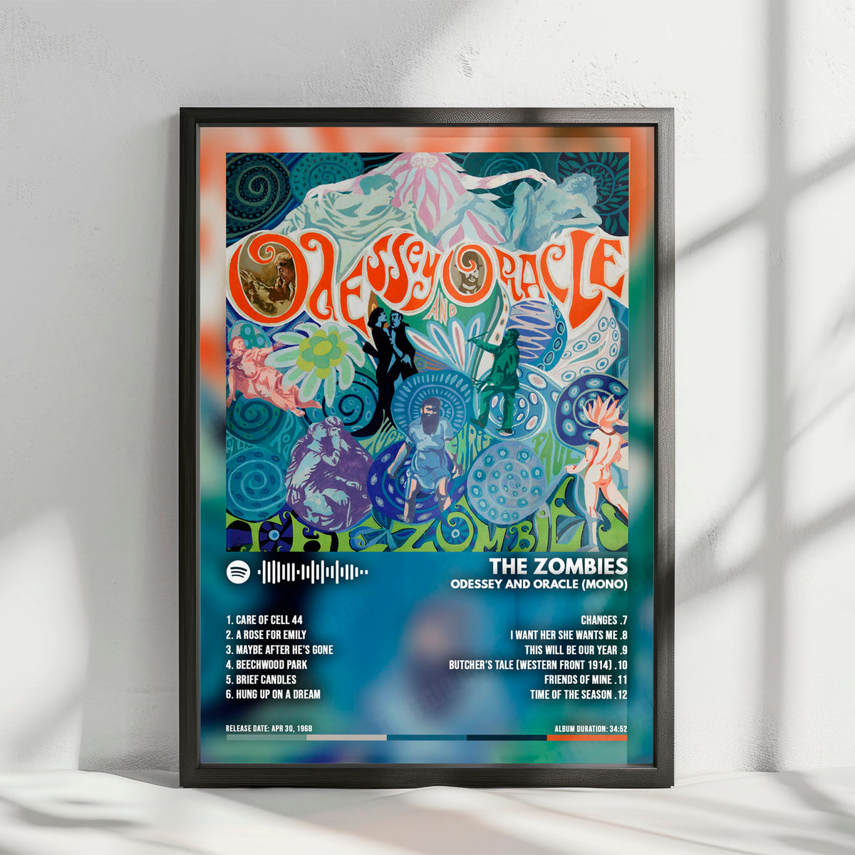 The Zombies "Odessey and Oracle" Album Cover Poster - with Complete Tracklist