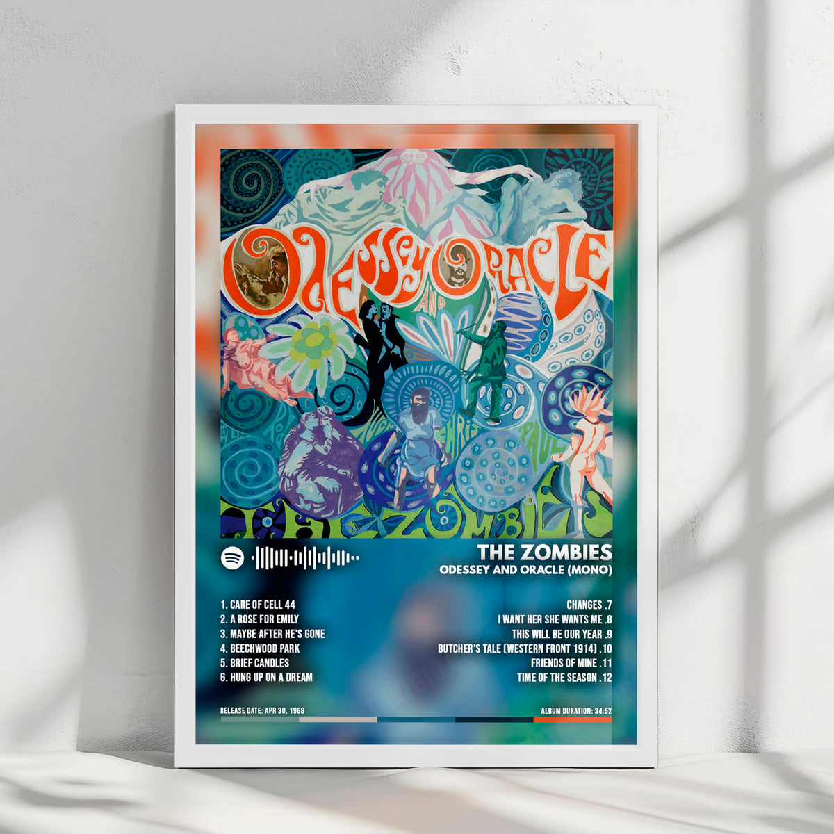 The Zombies "Odessey and Oracle" Album Cover Poster - with Complete Tracklist