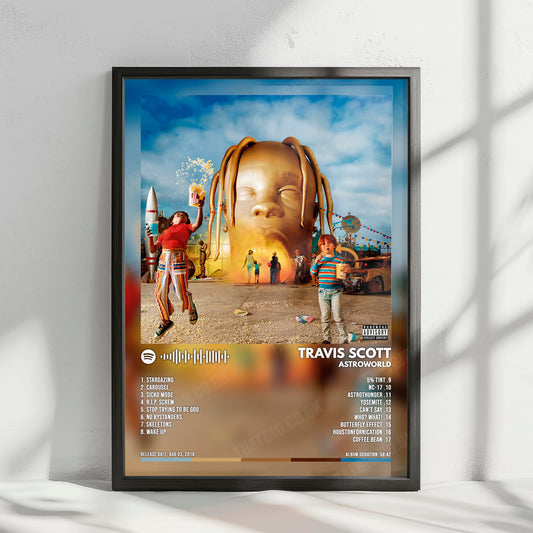 Travis Scott - Astroworld Album Poster - with Complete Tracklist