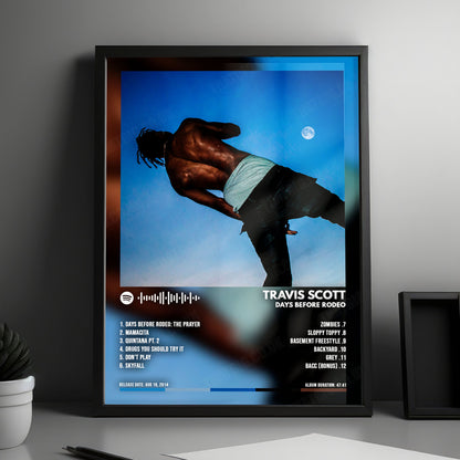 Travis Scott "Days Before Rodeo" Album Cover Poster - with Complete Tracklist