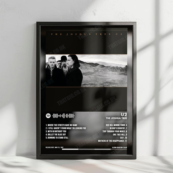 U2 "The Joshua Tree" Album Cover Poster - with Complete Tracklist