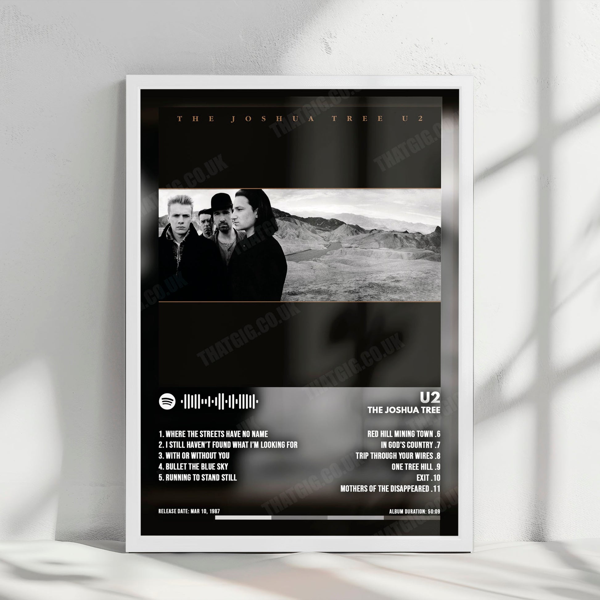 U2 "The Joshua Tree" Album Cover Poster - with Complete Tracklist