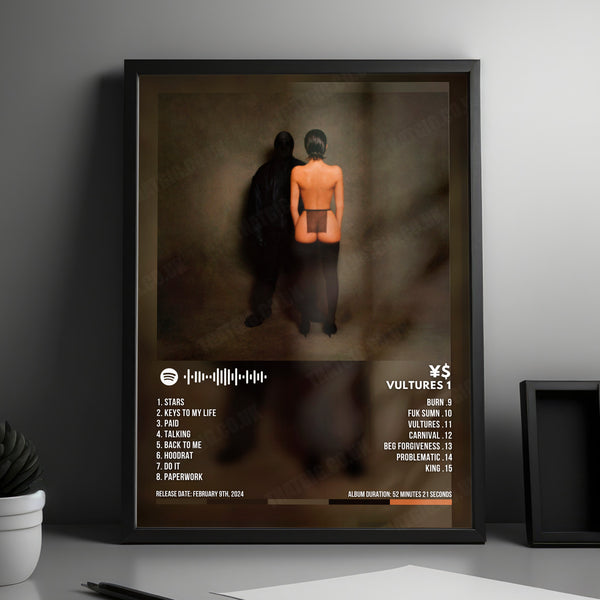 ¥$ "Vultures 1" Album Cover Poster - with Complete Tracklist