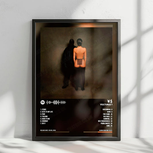 ¥$ "Vultures 1" Album Cover Poster - with Complete Tracklist
