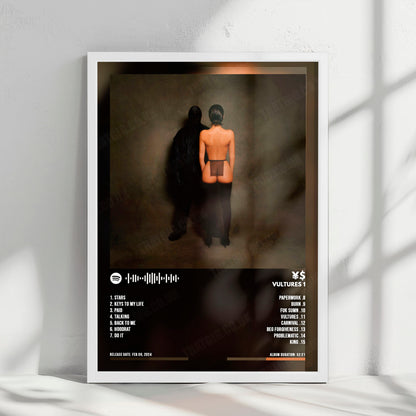 ¥$ "Vultures 1" Album Cover Poster - with Complete Tracklist