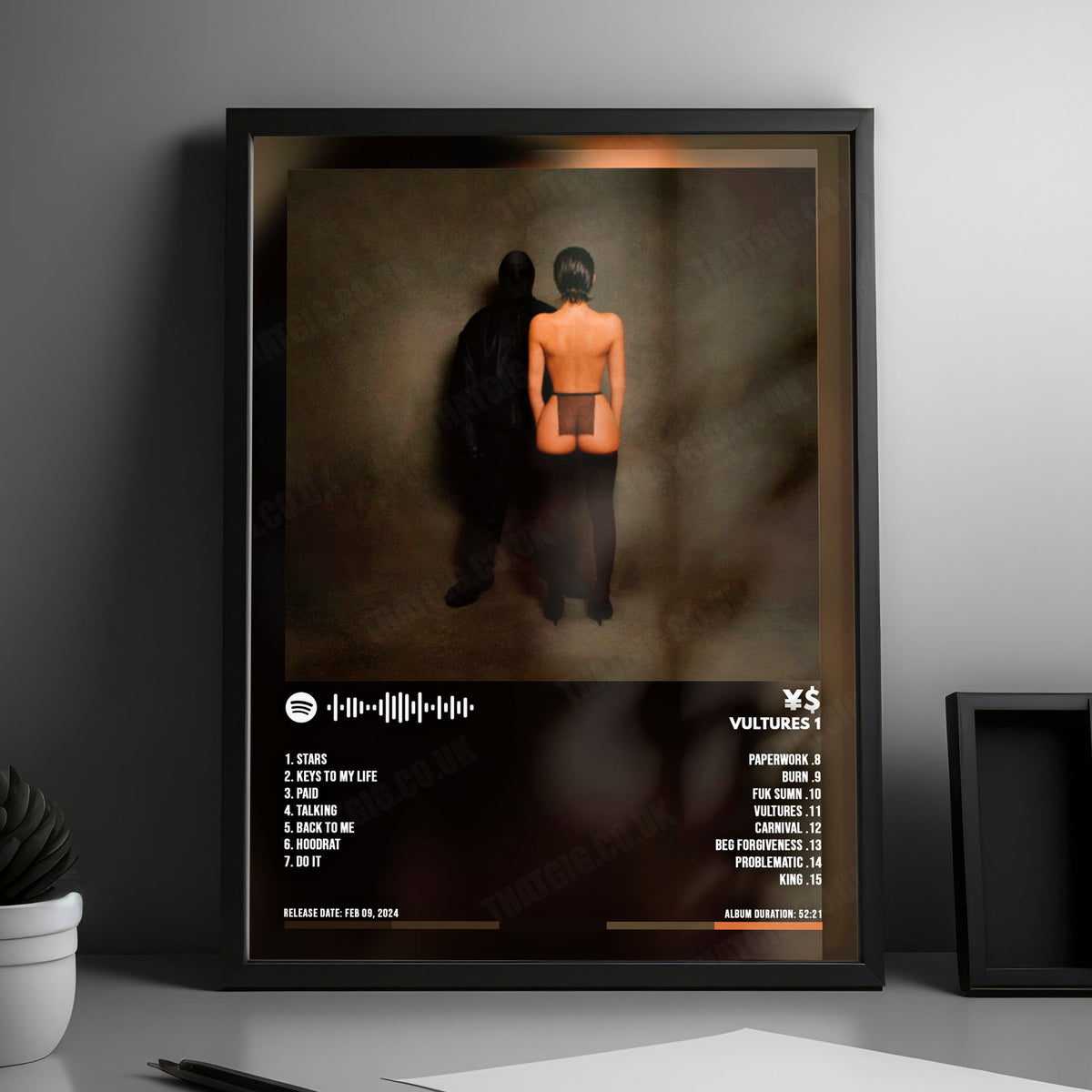 ¥$ "Vultures 1" Album Cover Poster - with Complete Tracklist
