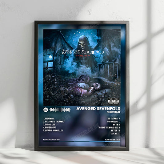 Avenged Sevenfold "Nightmare" Album Cover Poster - with Complete Tracklist