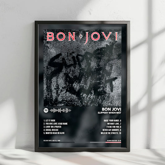 Bon Jovi "Slippery When Wet" Album Cover Poster - with Complete Tracklist