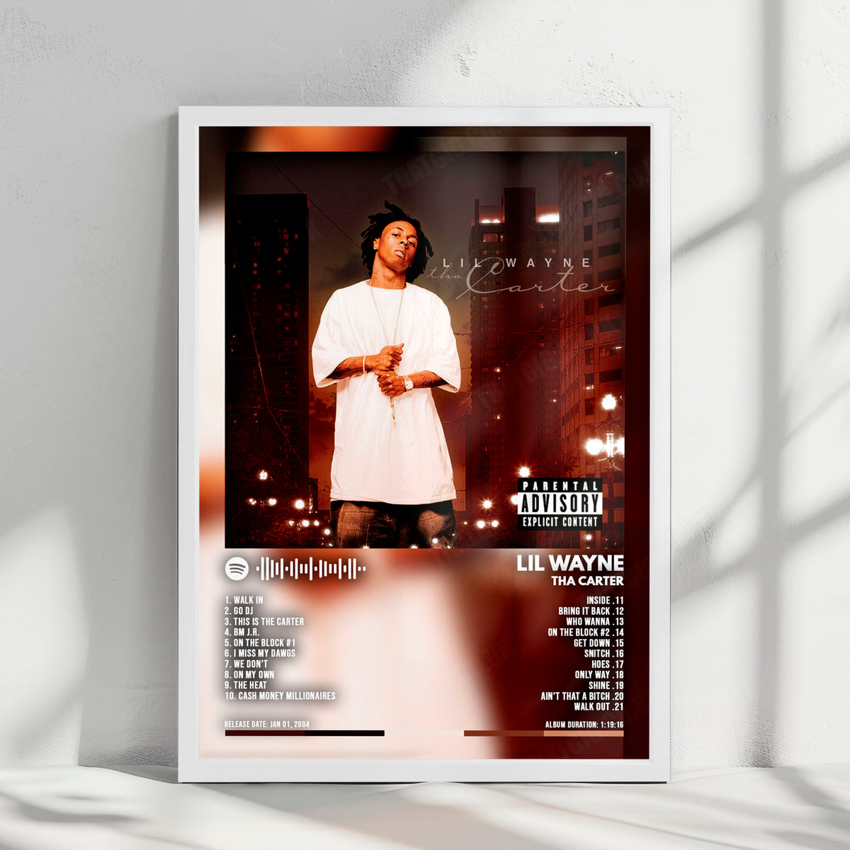 Lil Wayne "Tha Carter" Album Cover Poster - with Complete Tracklist