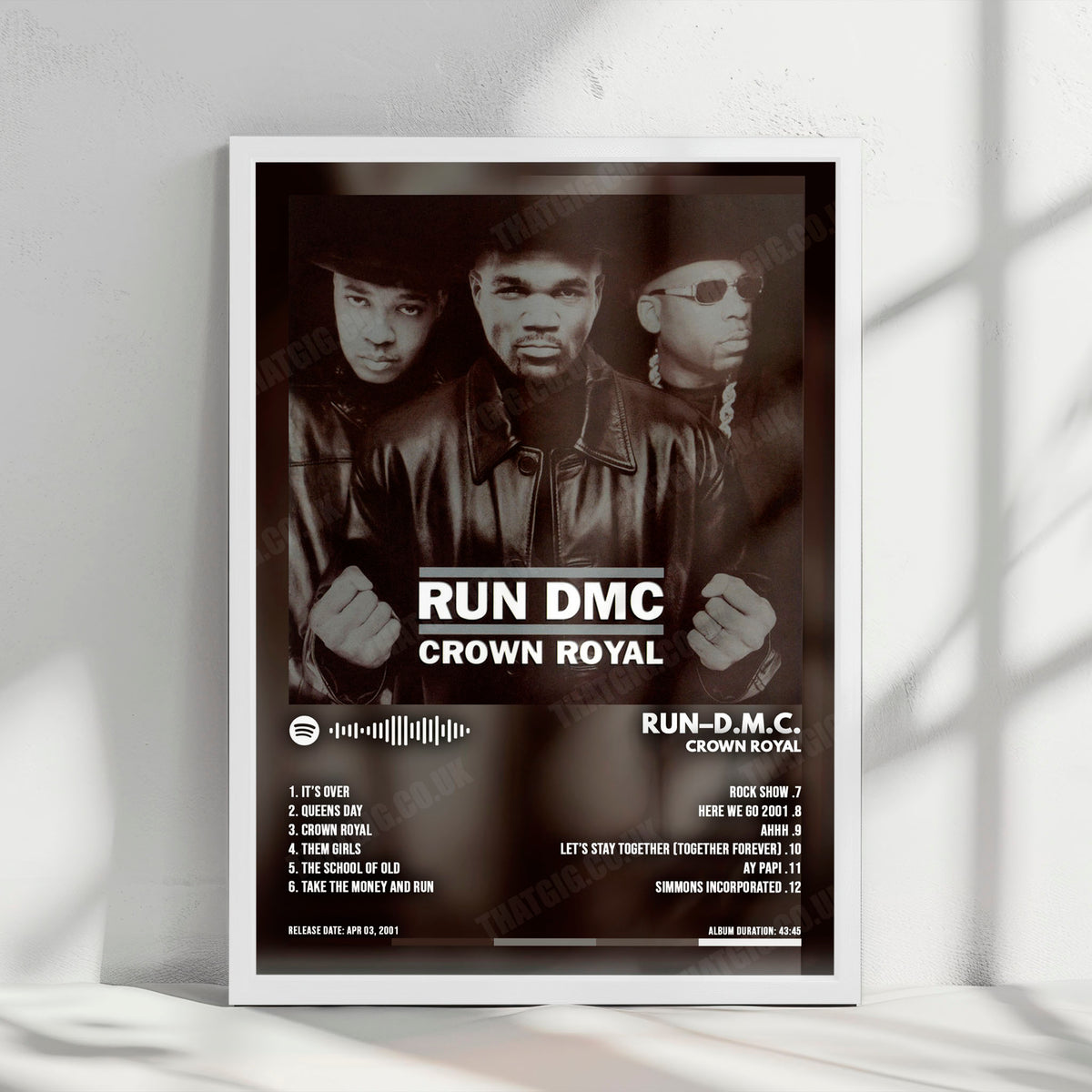 Run DMC "Crown Royal" Album Cover Poster - with Complete Tracklist