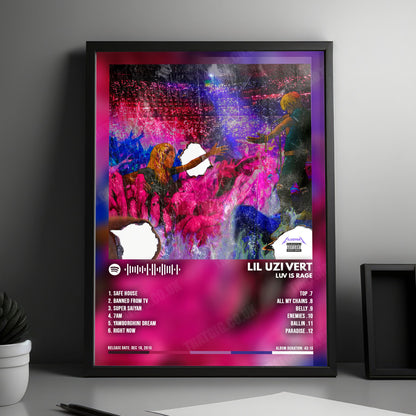 Lil Uzi Vert "Luv Is Rage" Album Cover Poster - with Complete Tracklist