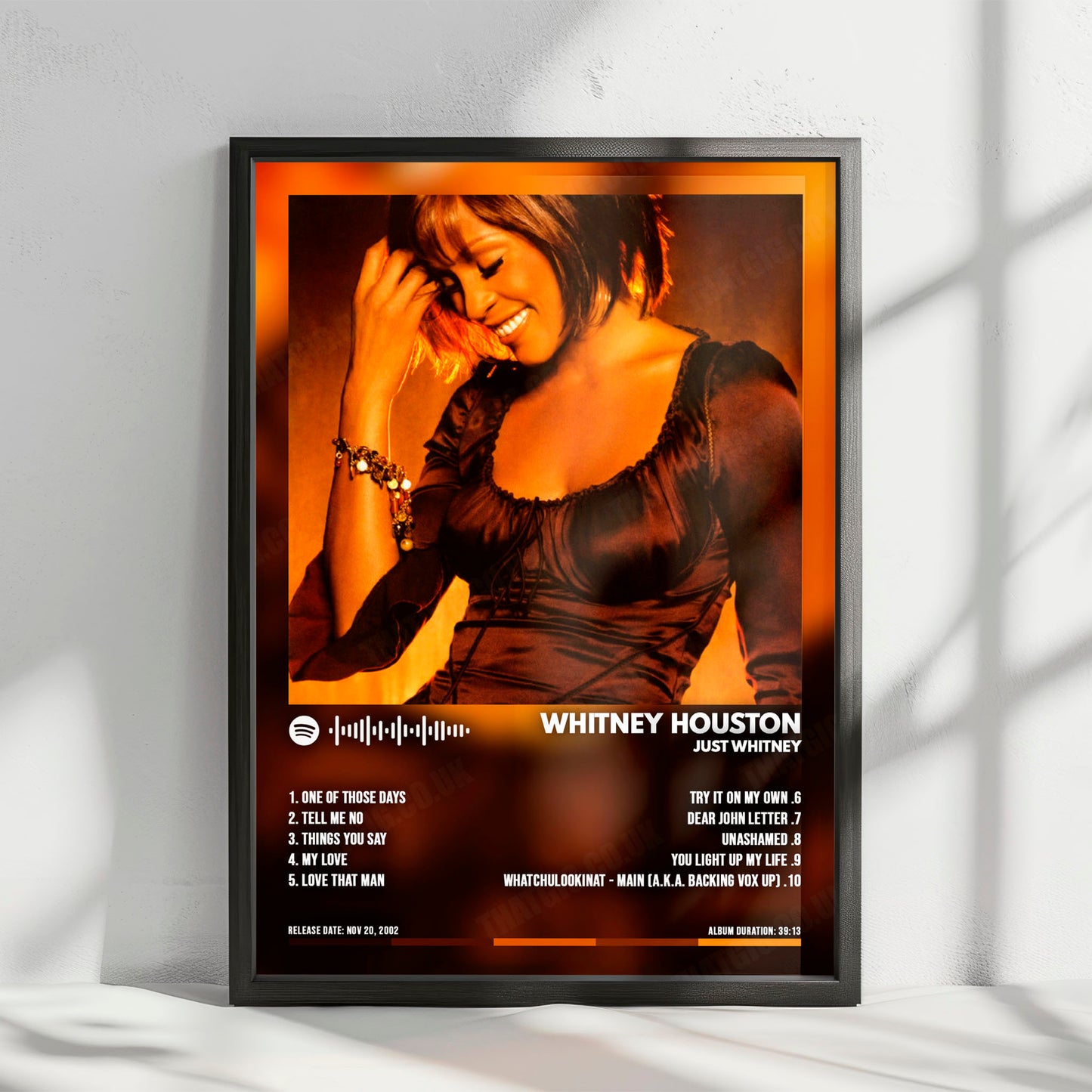Whitney Houston "Just Whitney" Album Cover Poster - with Complete Tracklist