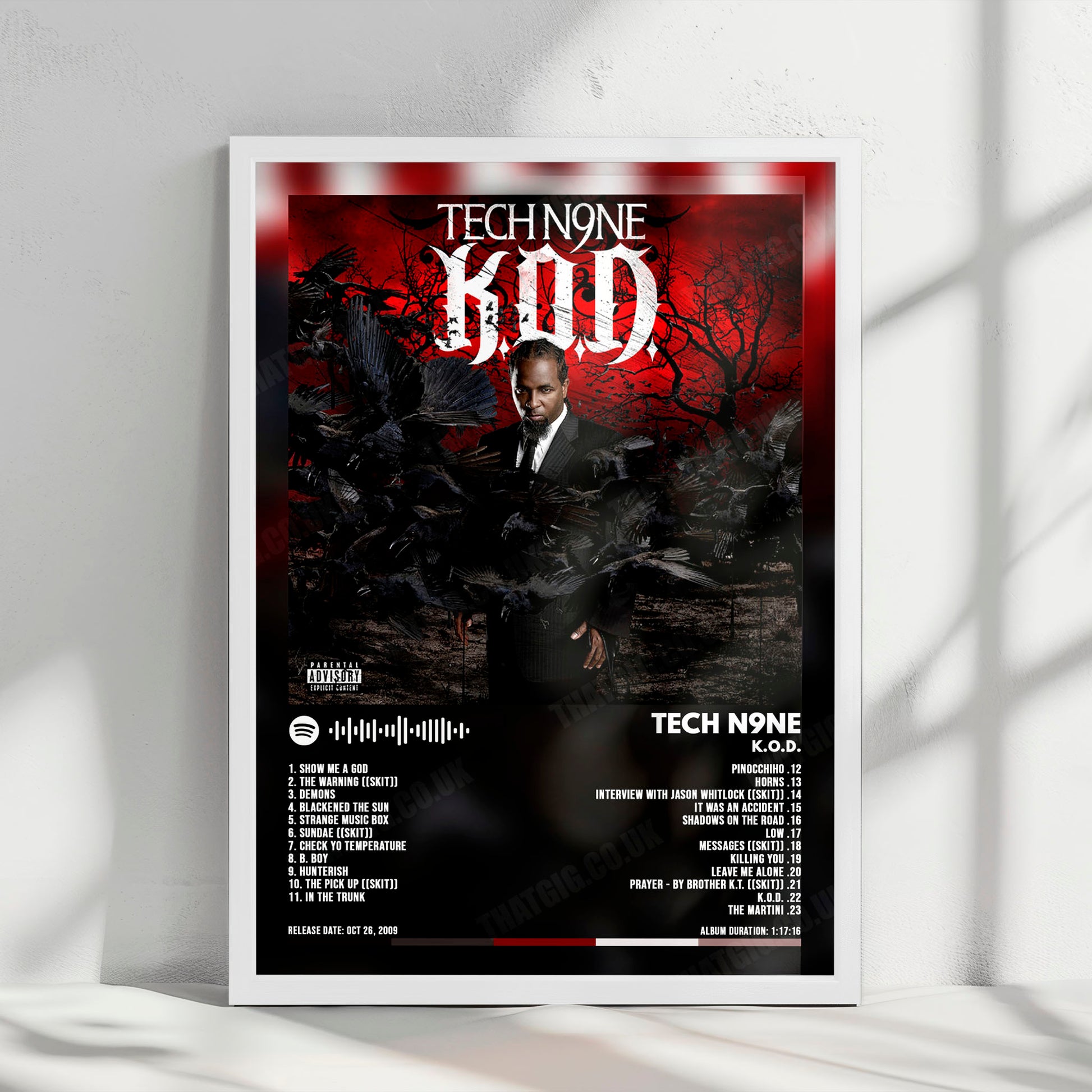 Tech N9ne "K.O.D. " Album Cover Poster - with Complete Tracklist