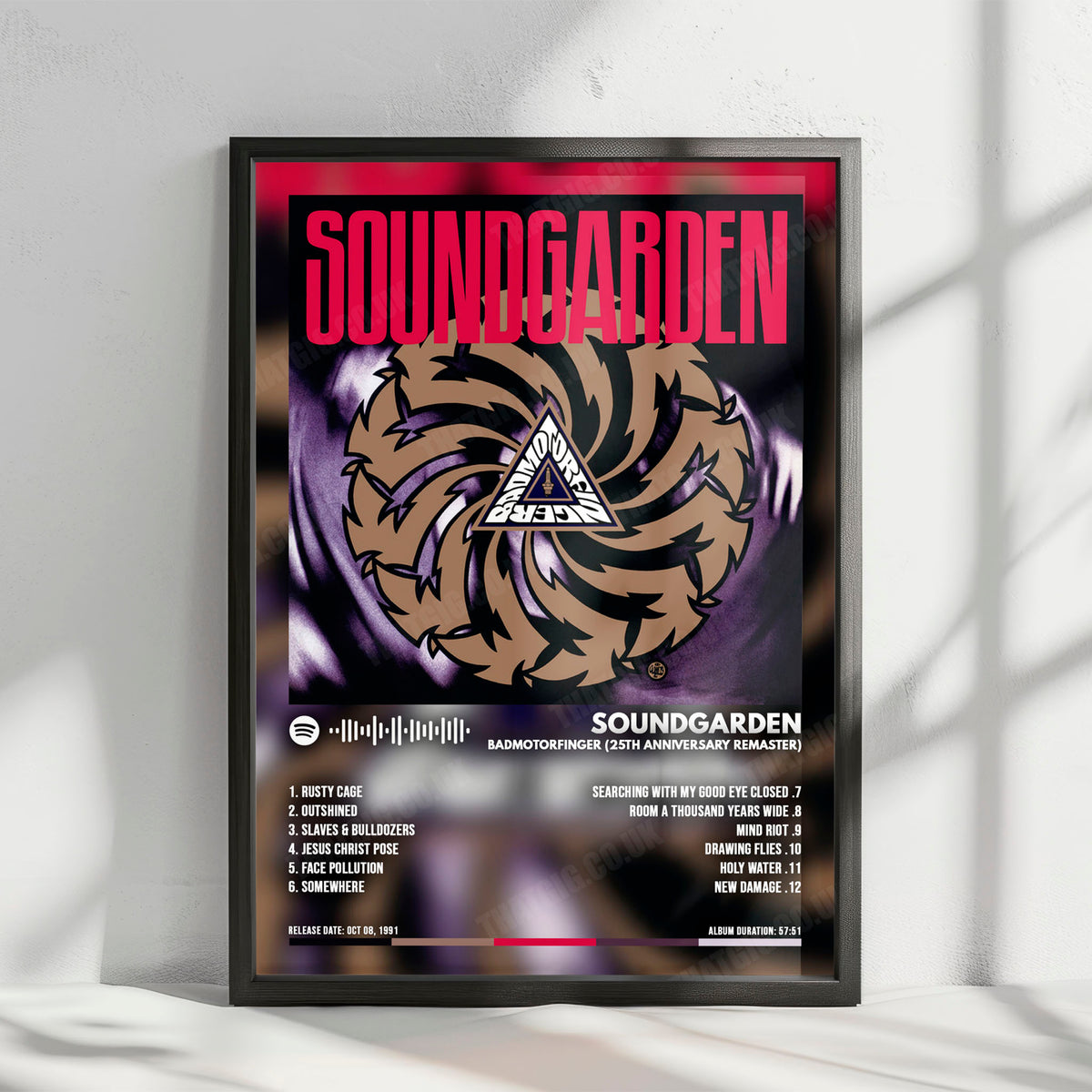 Soundgarden "Badmotorfinger (25th Anniversary Remaster)" Album Cover Poster - with Complete Tracklist