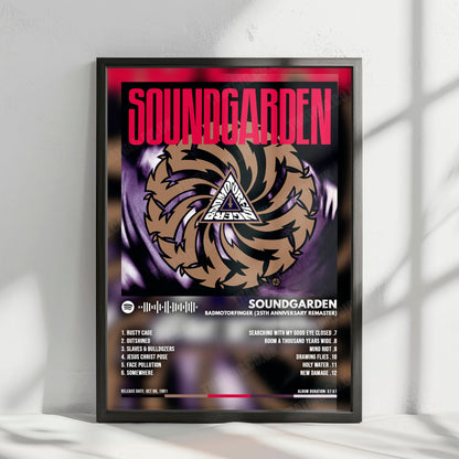 Soundgarden "Badmotorfinger (25th Anniversary Remaster)" Album Cover Poster - with Complete Tracklist