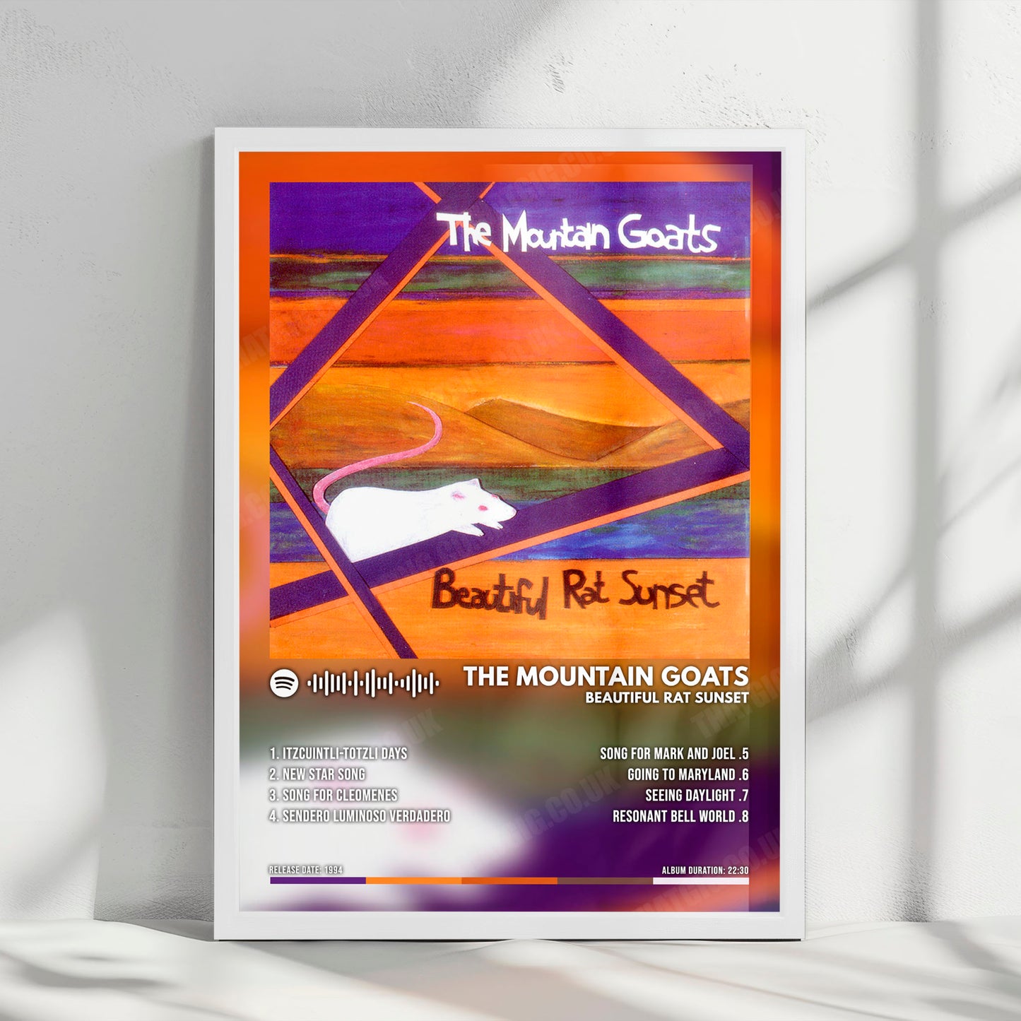 Mountain Goats "Beautiful Rat Sunset" Album Cover Poster - with Complete Tracklist