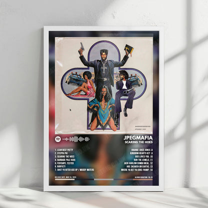 Jpegmafia "SCARING THE HOES" Album Cover Poster - with Complete Tracklist