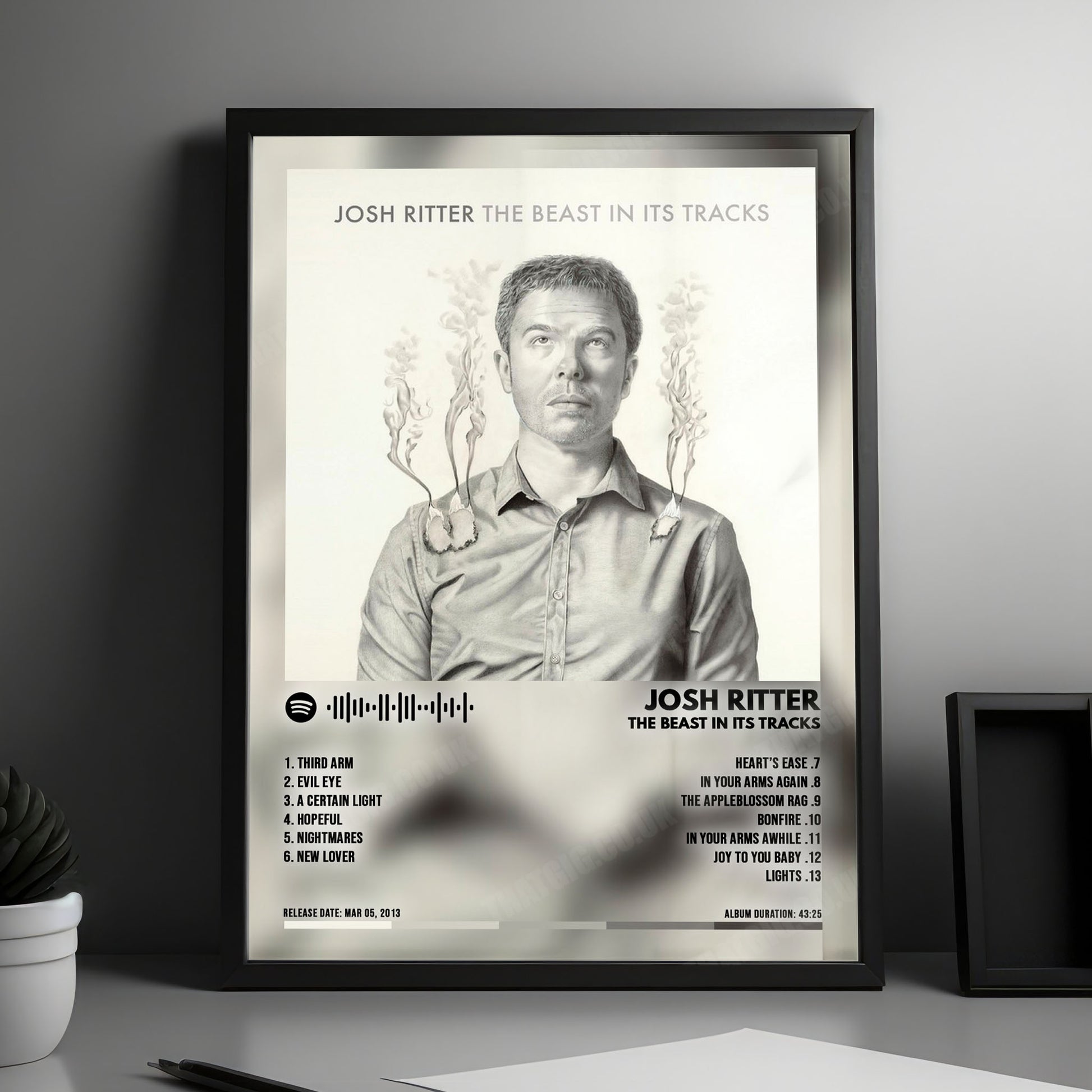 Josh Ritter "The Beast in Its Tracks" Album Cover Poster - with Complete Tracklist