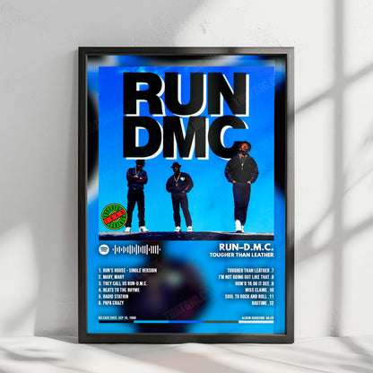 Run DMC "Tougher Than Leather" Album Cover Poster - with Complete Tracklist