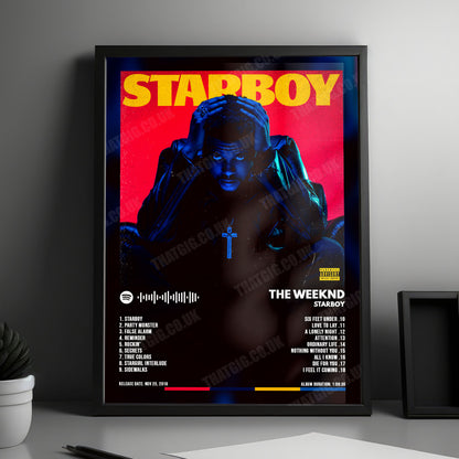 The Weeknd "Starboy" Album Cover Poster - with Complete Tracklist