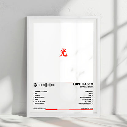 Lupe Fiasco "DROGAS Light" Album Cover Poster - with Complete Tracklist