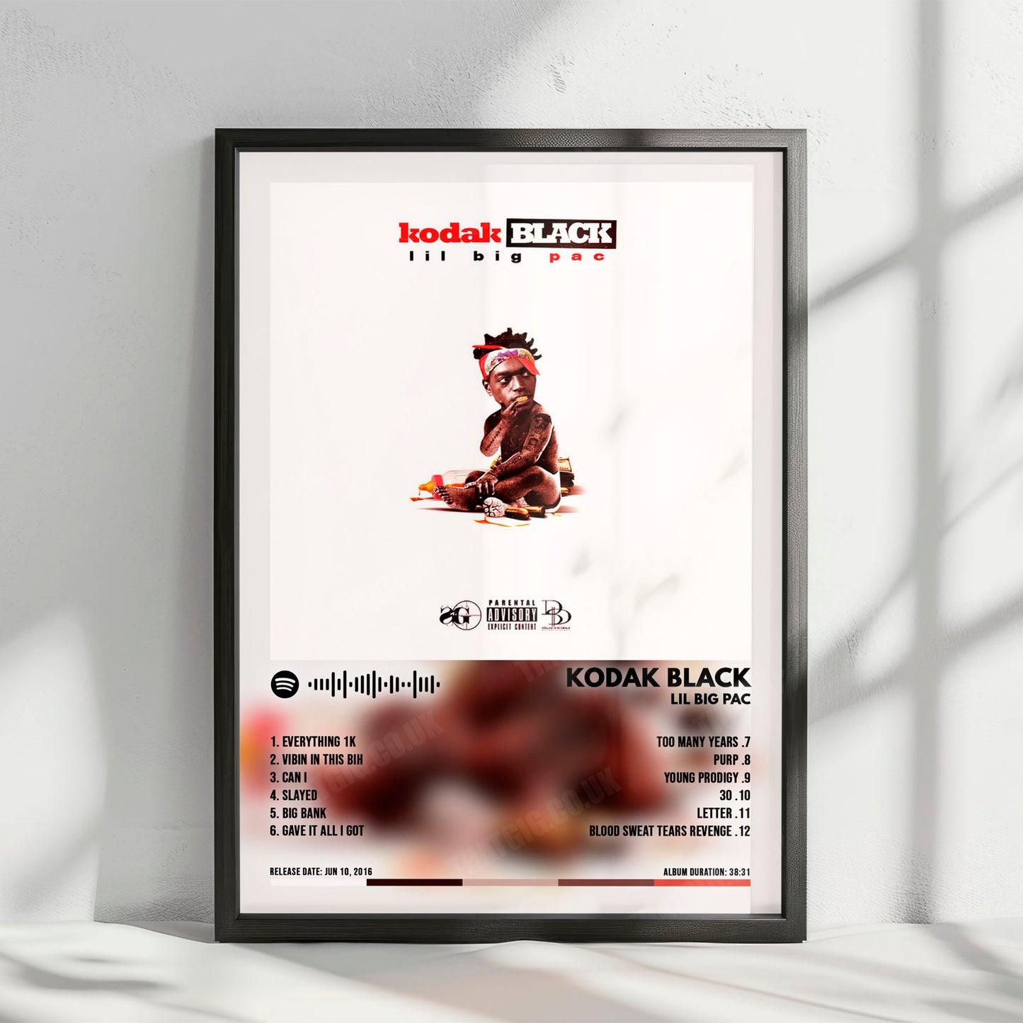 Kodak Black "Lil Big Pac" Album Cover Poster - with Complete Tracklist