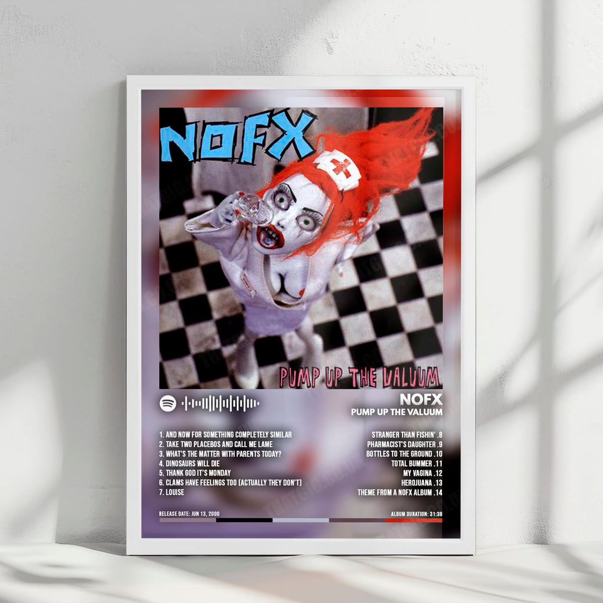 NOFX "Pump Up The Valuum" Album Cover Poster - with Complete Tracklist