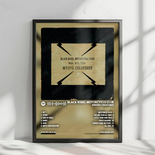 Black Rebel Motorcycle Club "Wrong Creatures" Album Cover Poster - with Complete Tracklist