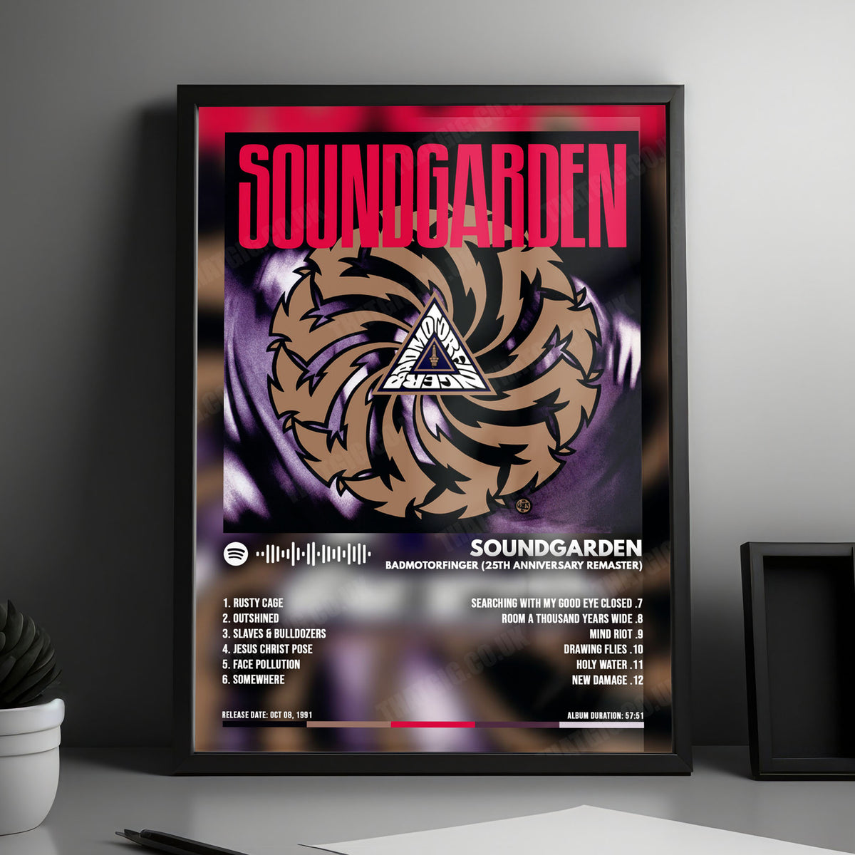 Soundgarden "Badmotorfinger (25th Anniversary Remaster)" Album Cover Poster - with Complete Tracklist