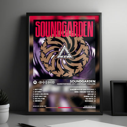 Soundgarden "Badmotorfinger (25th Anniversary Remaster)" Album Cover Poster - with Complete Tracklist