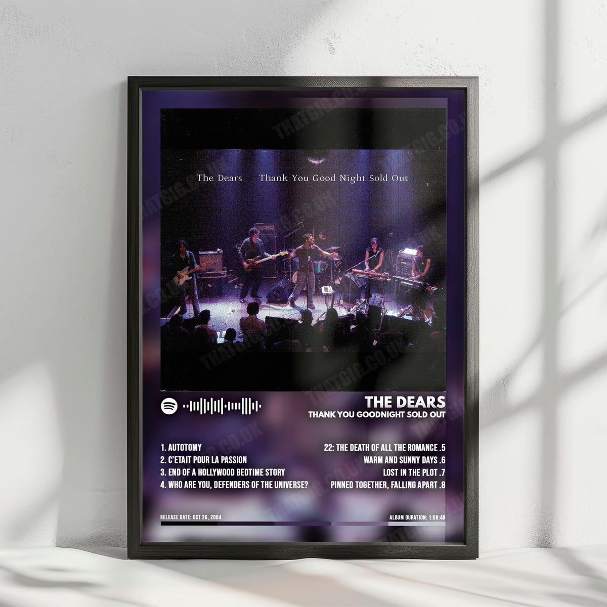 The Dears "Thank You Goodnight Sold Out" Album Cover Poster - with Complete Tracklist
