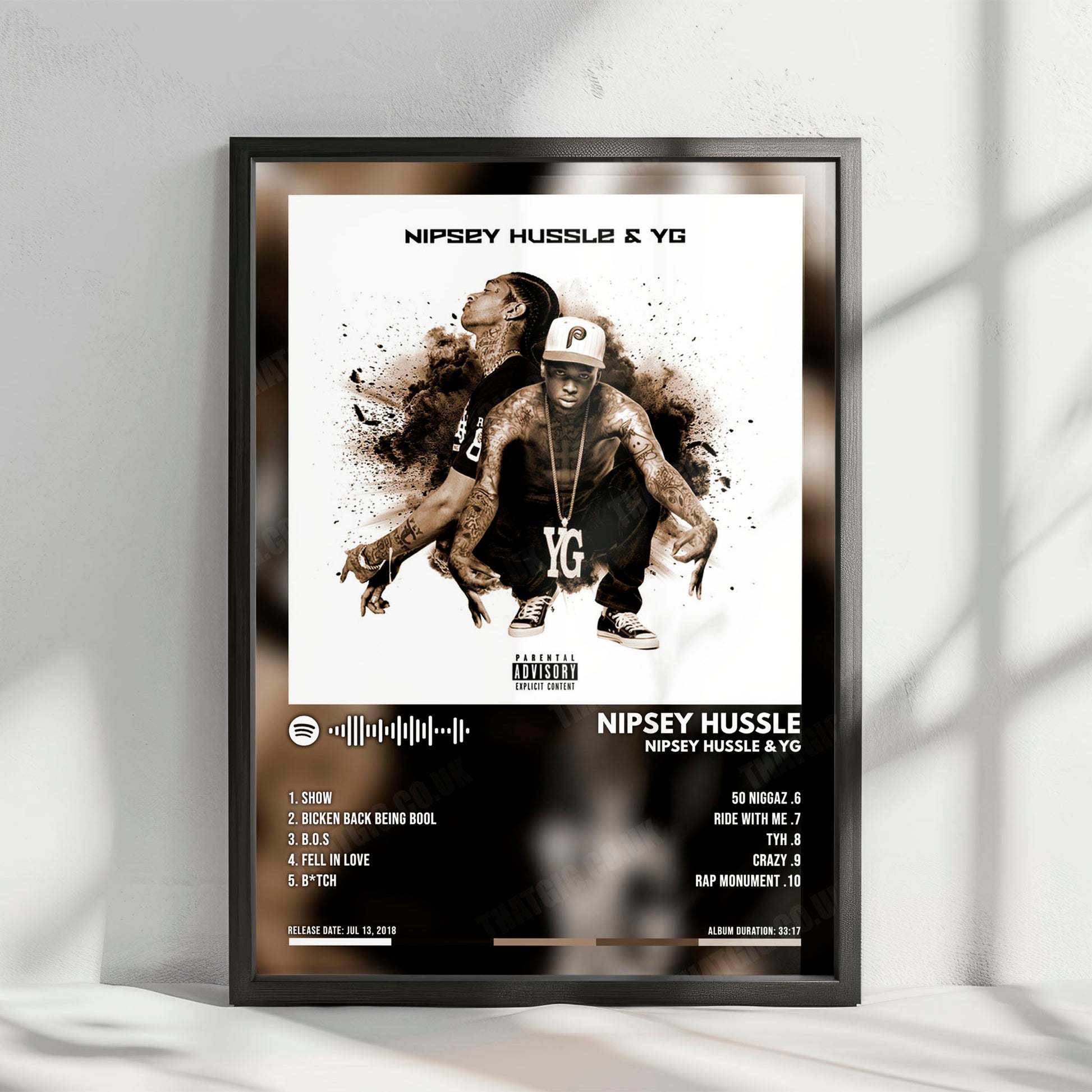 Nipsey Hussle "Nipsey Hussle & YG" Album Cover Poster - with Complete Tracklist