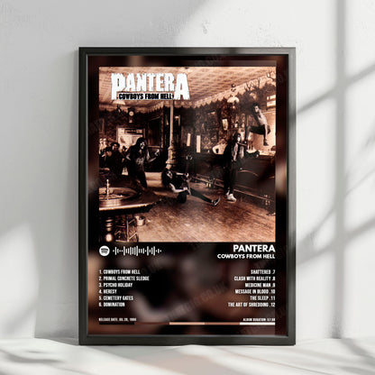 Pantera "Cowboys from Hell" Album Cover Poster - with Complete Tracklist