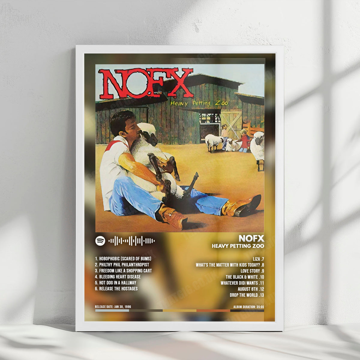 NOFX "Heavy Petting Zoo" Album Cover Poster - with Complete Tracklist