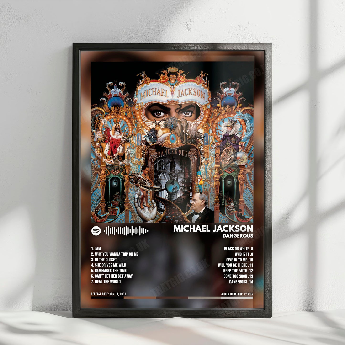 Michael Jackson "Dangerous" Album Cover Poster - with Complete Tracklist