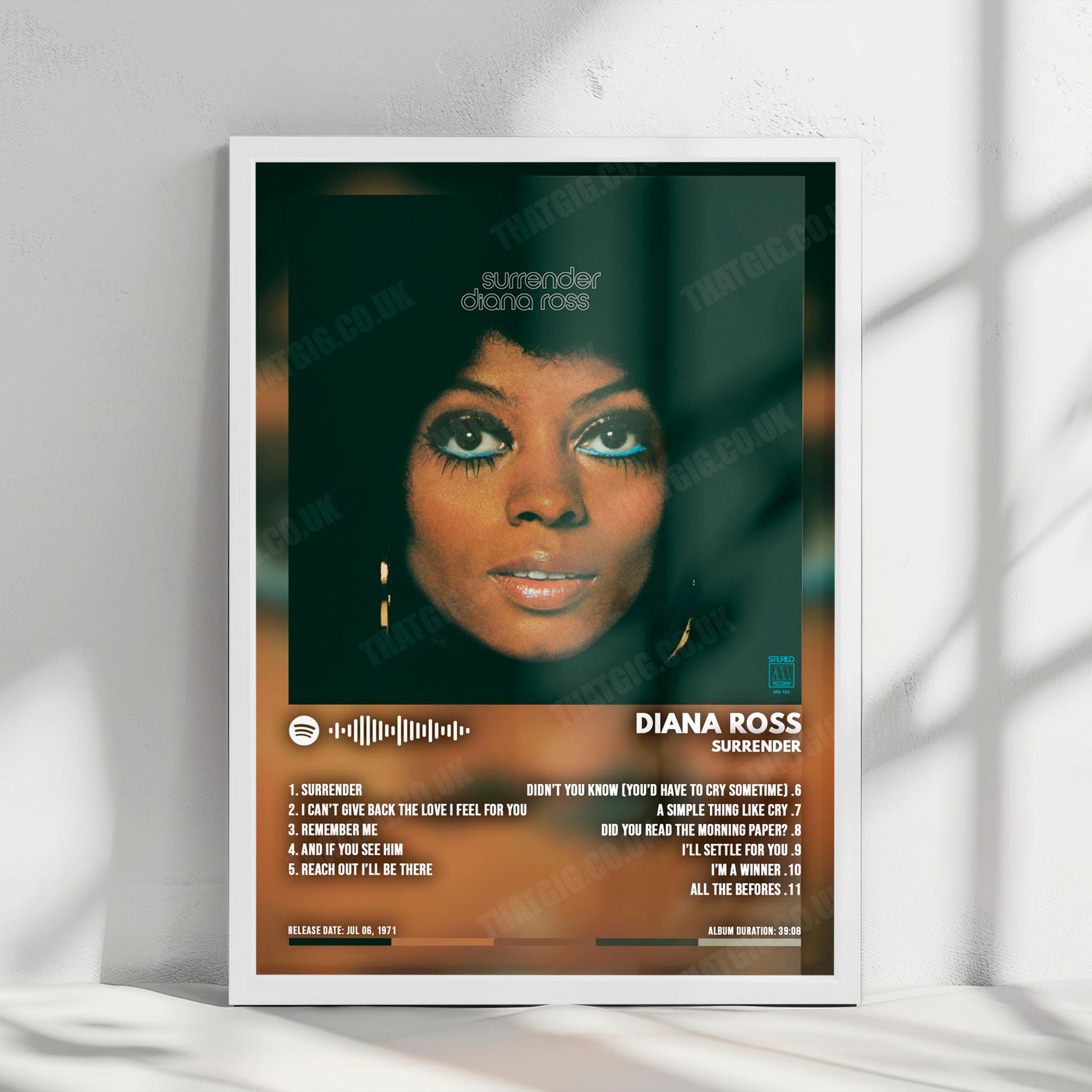Diana Ross "Surrender" Album Cover Poster - with Complete Tracklist