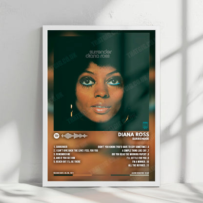 Diana Ross "Surrender" Album Cover Poster - with Complete Tracklist