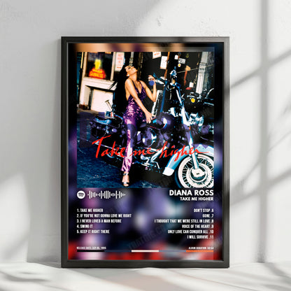 Diana Ross "Take Me Higher" Album Cover Poster - with Complete Tracklist