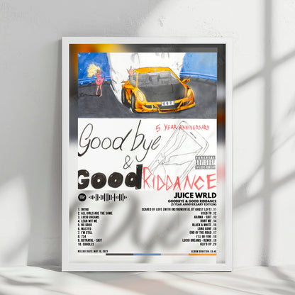 Juice WRLD "Goodbye & Good Riddance (5 Year Anniversary Edition)" Album Cover Poster - with Complete Tracklist