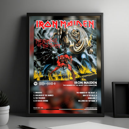 Iron Maiden "The Number of the Beast " Album Cover Poster - with Complete Tracklist