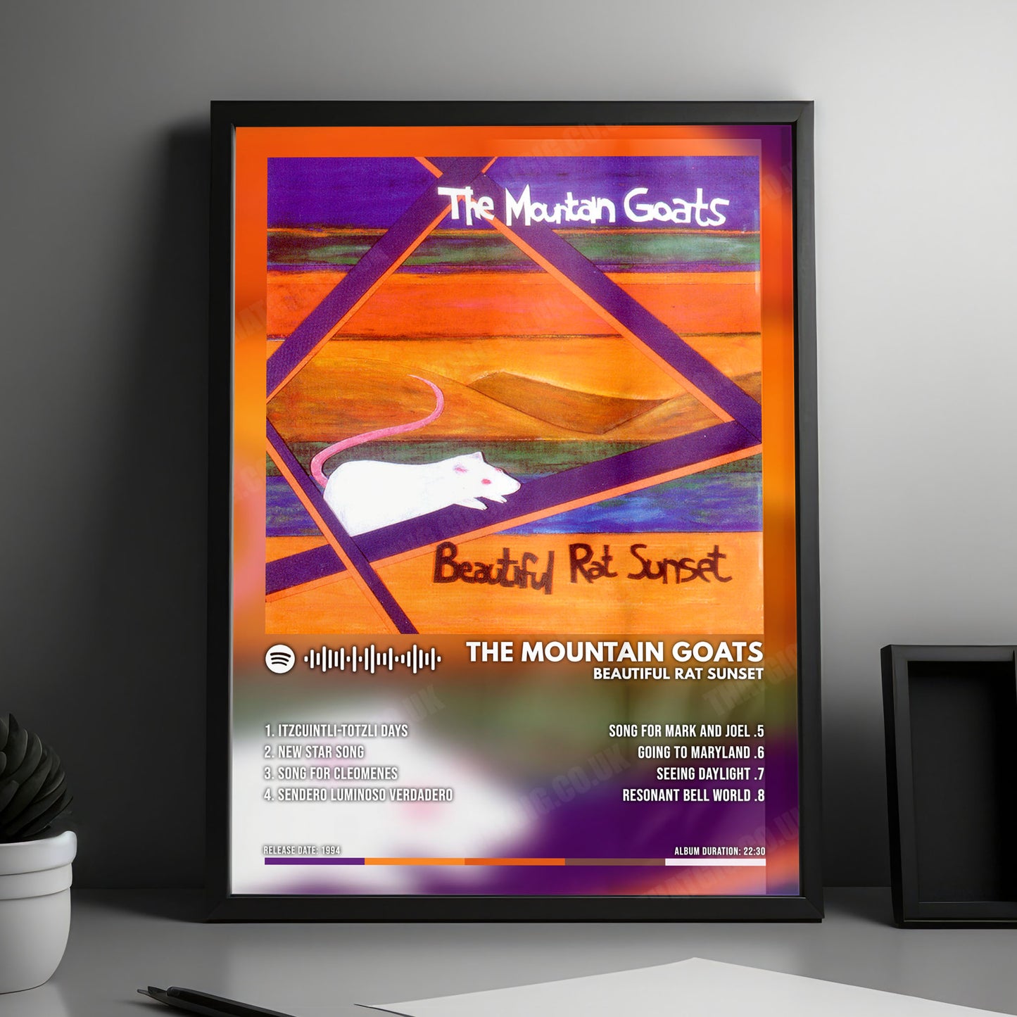 Mountain Goats "Beautiful Rat Sunset" Album Cover Poster - with Complete Tracklist
